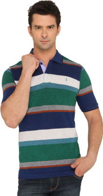 

Donear NXG Striped Men's Polo Neck Green T-Shirt