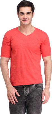 

BigIdea Solid Men's V-neck Red T-Shirt