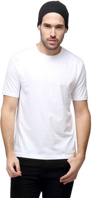 

Campus Sutra Solid Men Round Neck White T-Shirt