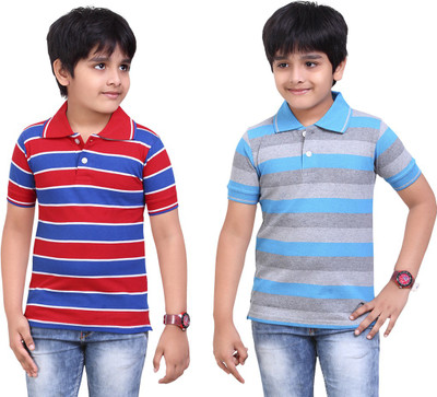

Dongli Boys Striped T Shirt(Red, Pack of 2), Multicolor