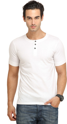 

Fio Solid Men' Henley White T-Shirt