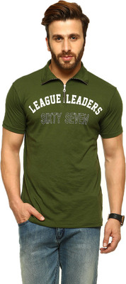 

Gritstones Printed Men' Polo Neck Green T-Shirt, Green01
