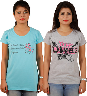 

Tryd Printed Women's Round Neck Multicolor T-Shirt(Pack of 2)