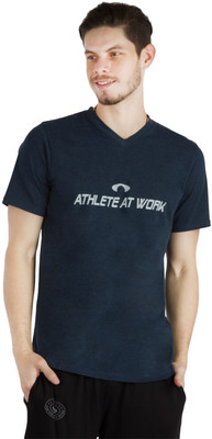 

Arcley Solid, Printed Men' V-neck Grey T-Shirt, Carbon grey melange