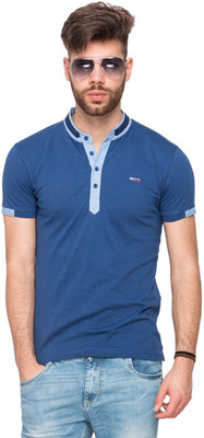 

Mufti Solid Men's Henley Blue T-Shirt, Blue dark