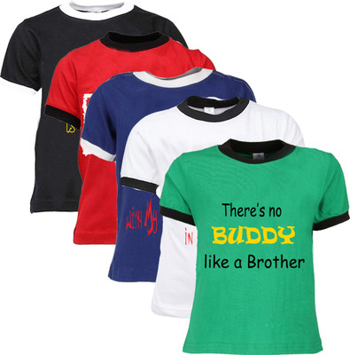 

Gkidz Boys Printed T Shirt(Multicolor, Pack of 5, Red