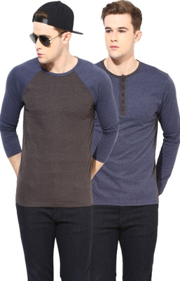 

Yellow Submarine Solid Men's Round Neck Light Blue, Grey T-Shirt(Pack of 2), Light blue/charcoal