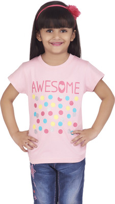 SuperYoung Girls Printed T Shirt(Pink, Candy