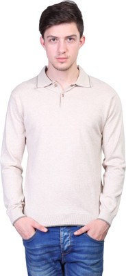

Kalt Solid Men Polo Neck Beige T-Shirt, Oatmeal melange