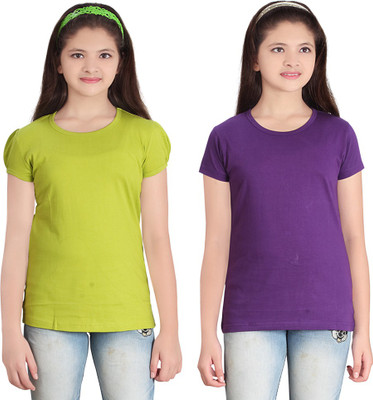 

FabTag - Sini Mini Girls Solid T Shirt(Multicolor