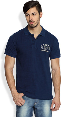 

Difference of Opinion Printed Men's Polo Neck Blue T-Shirt