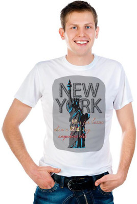 

6th Cross Graphic Print Men's Round Neck White T-Shirt