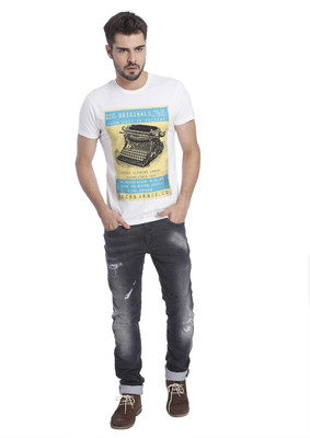 

Jack & Jones Graphic Print Men's Round Neck White T-Shirt, Cloud dancer