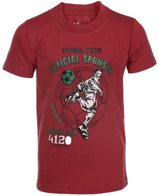 

AJ Dezines Boys Self Design Cotton T Shirt(Red, Pack of 1