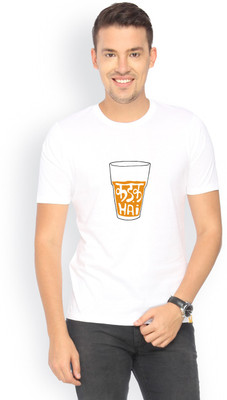 

Campus Sutra Printed Men Round Neck White T-Shirt