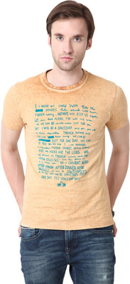 

Mudo Printed Men's Round Neck Brown T-Shirt