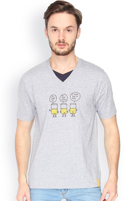 

Campus Sutra Solid Men V-neck Grey T-Shirt