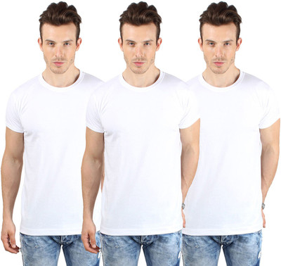 

SayItLoud Solid Men's Round Neck White T-Shirt(Pack of 3