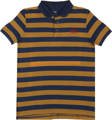 

Indian Terrain Boys Striped Cotton T Shirt(Multicolor, Pack of 1, Khaki