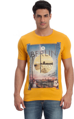 

Fritzberg Printed Men's Round Neck Gold T-Shirt, Mustard