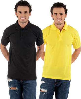 

Blaze Solid Men's Polo Neck Multicolor T-Shirt(Pack of 2, Black;yellow