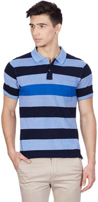 

Cloak & Decker Striped Men's Polo Neck Blue T-Shirt, Blue mix