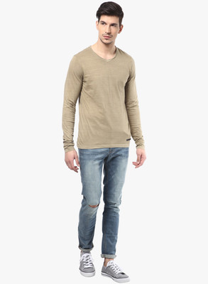 

Jack & Jones Solid Men's Round Neck Beige T-Shirt, Elmwood