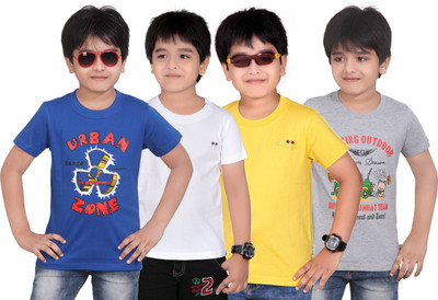 Dongli Boys Solid T Shirt(Multicolor, Pack of 4)