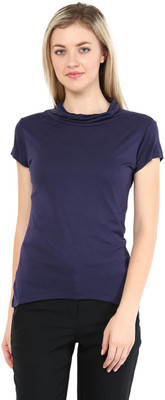 

Annabelle by Pantaloons Solid Women's Turtle Neck Dark Blue T-Shirt, Navy