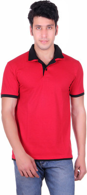 

Vivid Bharti Solid Men's Polo Neck Red T-Shirt