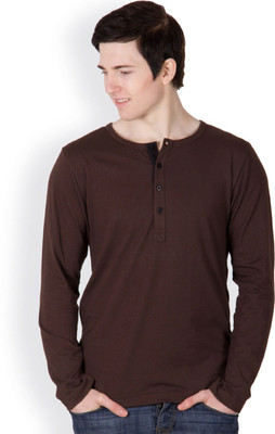 

Rigo Solid Men's Henley Brown T-Shirt