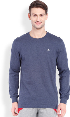 

2GO Solid Men Round Neck Blue T-Shirt, Denim blue