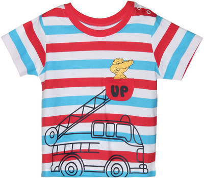 

Chirpie Pie by Pantaloons Boys Striped T Shirt(Red, Pack of 1
