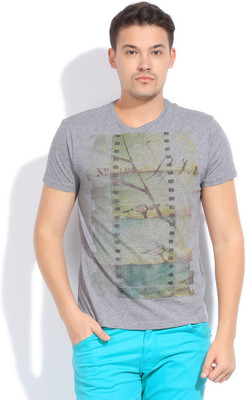 

GAS Graphic Print Men's Round Neck Grey T-Shirt, 1938