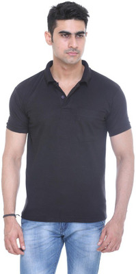 

Colors & Blends Solid Men's Polo Neck Black T-Shirt