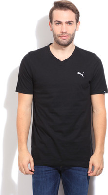 

Puma Solid Men's V-neck Black T-Shirt