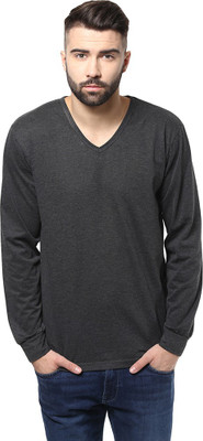 

Unisopent Designs Solid Men' V-neck Grey T-Shirt, Beige