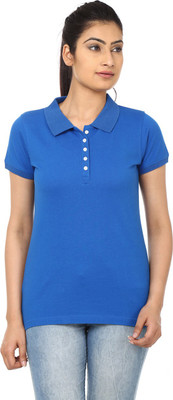 

99Tshirts Solid Women's Polo Neck Blue T-Shirt, Royal blue