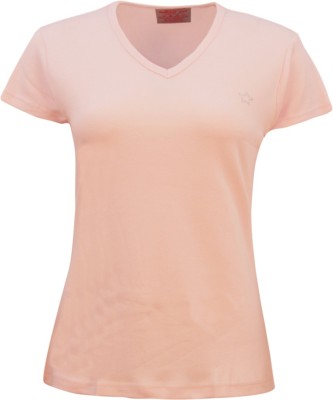 

Kothari Solid Women's Round Neck Orange T-Shirt, Coral