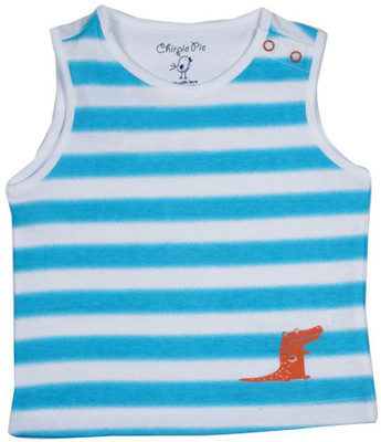 

Chirpie Pie by Pantaloons Boys Striped Cotton T Shirt(Light Blue, Pack of 1, Turquoise