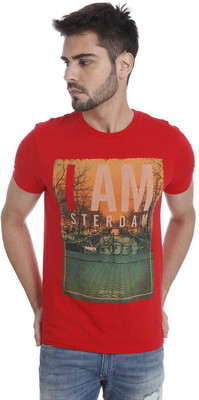 Jack & Jones Graphic Print Men's Round Neck Red T-Shirt, Formula one