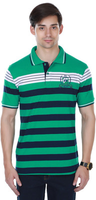 

Cotton County Premium Striped Men's Flap Collar Neck Green T-Shirt