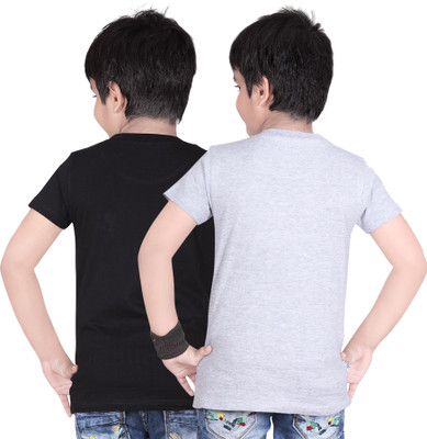 

Dongli Boys Solid T Shirt(Silver, Pack of 2)