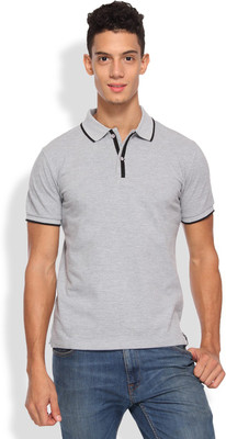 

Arise Solid Men' Polo Neck Grey T-Shirt, Heather grey