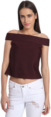 

Vero Moda Solid Women' Boat Neck Maroon T-Shirt, Winetasting