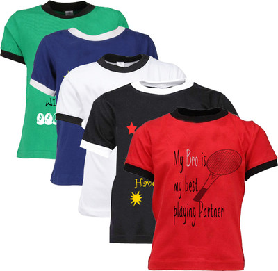 

Gkidz Boys Printed T Shirt(Multicolor, Pack of 5, Red