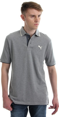 

Puma Solid Men' Polo Neck Grey T-Shirt, Medium gray hea