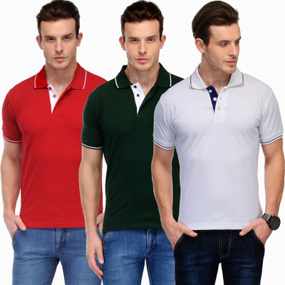 

Scott International Solid Men' Polo Neck Red, White, Green T-Shirt(Pack of 3, Red and white and green