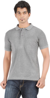 

Ap'pulse Solid Men' Polo Neck Grey T-Shirt, Andhra melange
