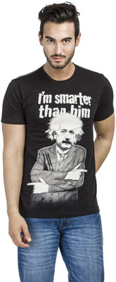 

Einstine Printed Men' Round Neck Black T-Shirt